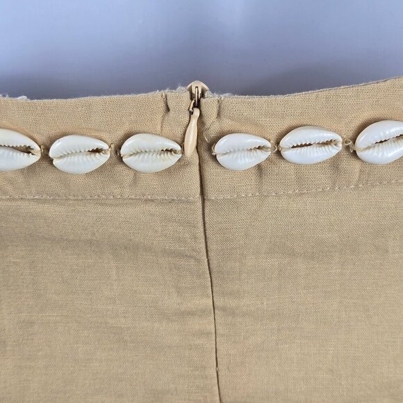 Zara Size Large Tan/Cream Faux Wrap Skirt Cowrie Shells at Waist Tulip Hem NWOT - Picture 6 of 10